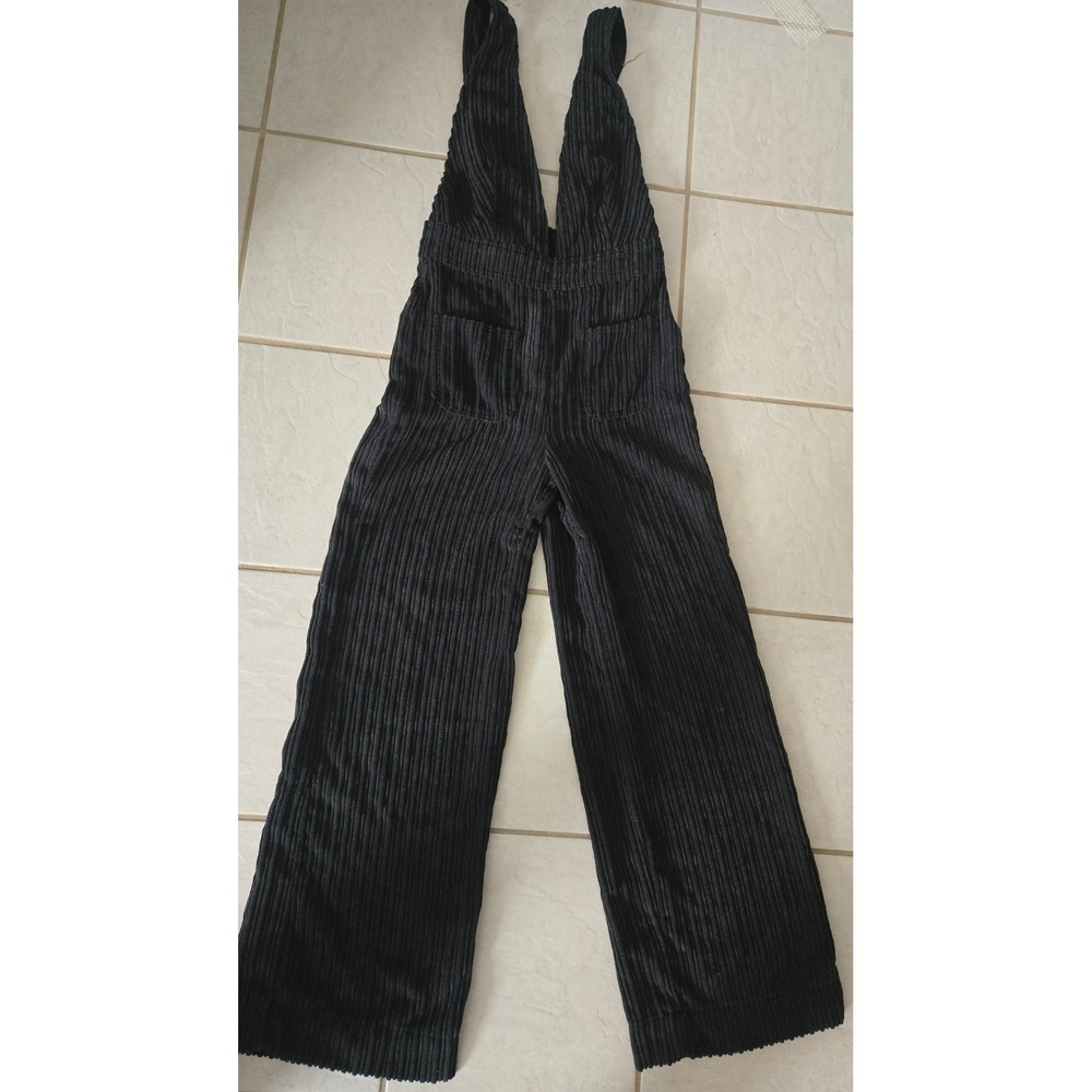 BDG Urban Outfitters Black Corduroy Wide Leg Overalls Deep V-Neck Bib Size 4